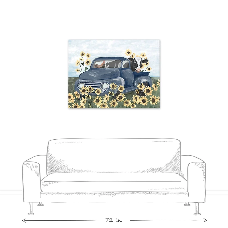 Farmhouse Animals in Truck 40" x 30" Canvas Wall Art