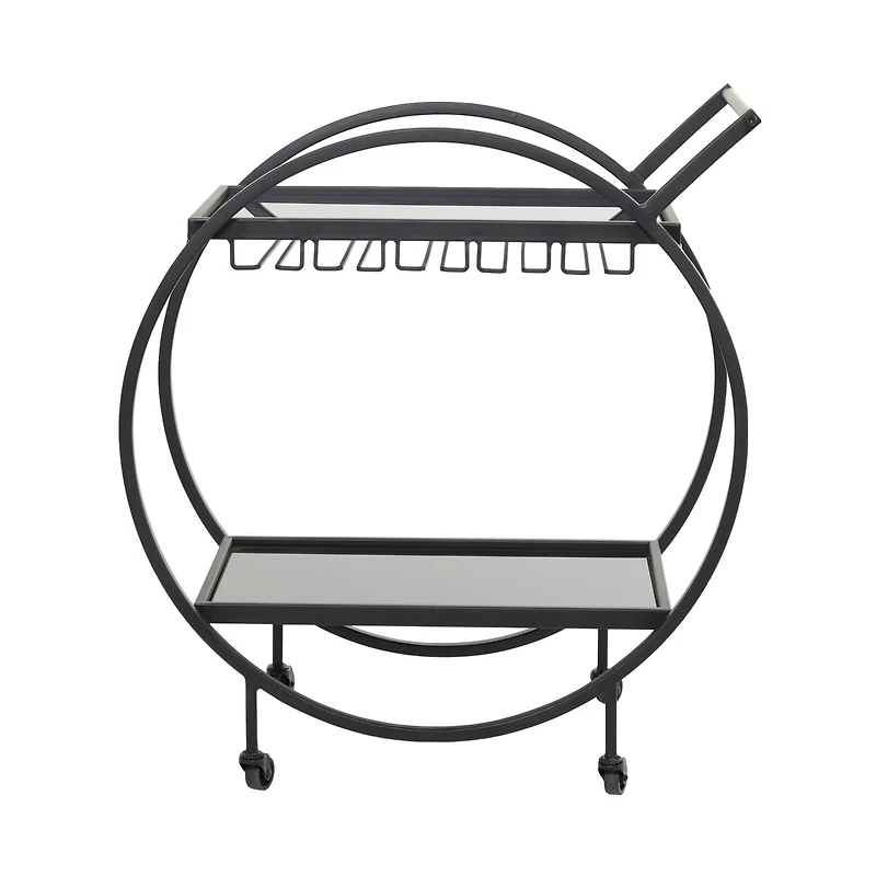 31" Metal Contemporary Bar Cart
