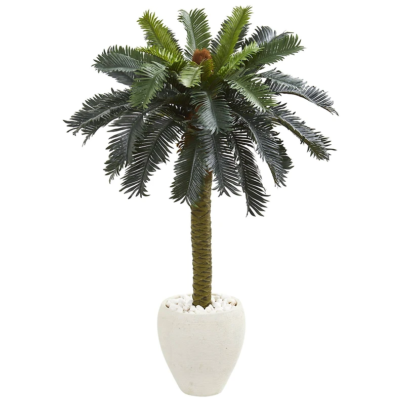 4ft. Sago Palm Artificial Tree in White Planter