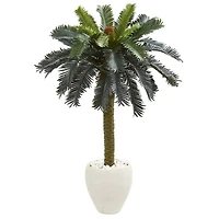 4ft. Sago Palm Artificial Tree in White Planter