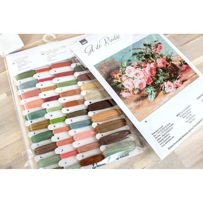 Luca-S Basket of Roses Counted Cross Stitch Kit