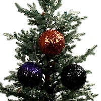 4.75" Orange, Black & Purple Sequin Plastic Ball Ornament Set by Ashland®