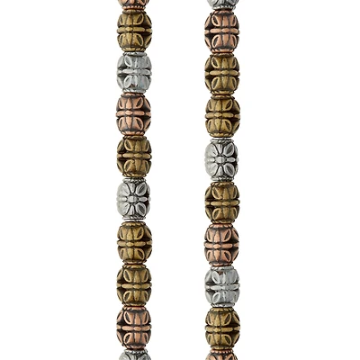 12 Pack: Multicolor Metal Plated Antique Barrel Beads, 10mm by Bead Landing™