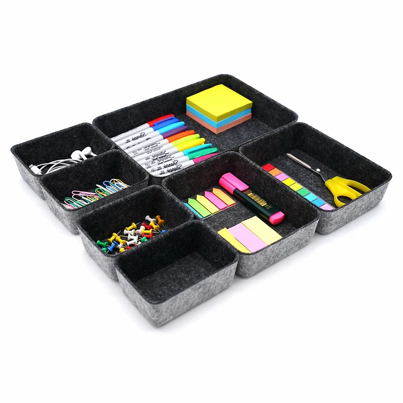 Welaxy Felt 7 Piece Drawer Organizer Tray Set