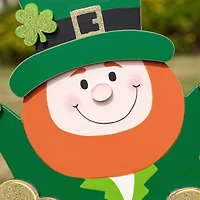 Glitzhome® 24" Lighted St. Patrick's Wooden Leprechaun Pot of Gold Décor