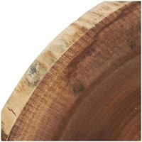 23" Brown Wood Handmade Circular Slab Sculpture