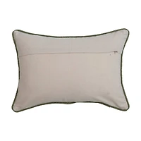 Hello Honey® Green & Cream Cotton Lumbar Pillow with Appliqued Trees
