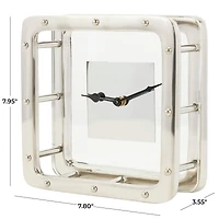 8" Silver Aluminum Geometric Dimensional Open Frame Clock