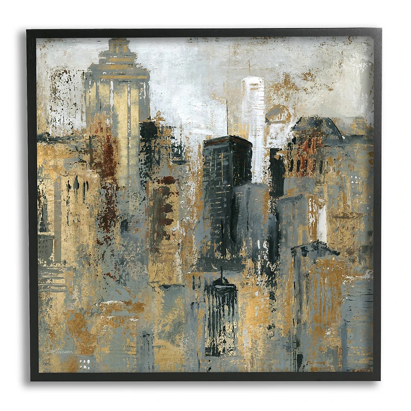 Stupell Industries Abstract Cityscape Urban Buildings Framed Giclee Art