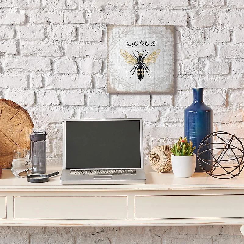 Stupell Industries Just Let it Be Sentiment Country Bee Pun Canvas Wall Art