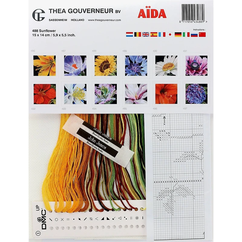 Thea Gouverneur Sunflower Cross Stitch Kit