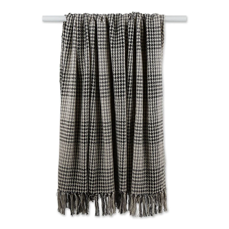 Black & Gray Houndstooth Plaid Throw