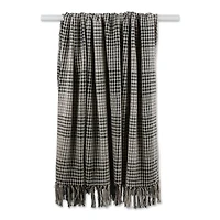 Black & Gray Houndstooth Plaid Throw