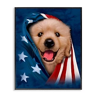 Stupell Industries Puppy & American Flag Framed Giclee Art
