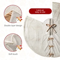 Glitzhome® 60" Milk Coffee Reversible Faux Rabbit Fur/Korean Fleece Christmas Tree Skirt