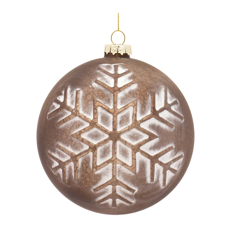 4 Pack Whitewashed Brown Ball Glass Ornaments