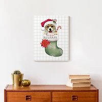 Puppy Stocking Canvas Wall Art