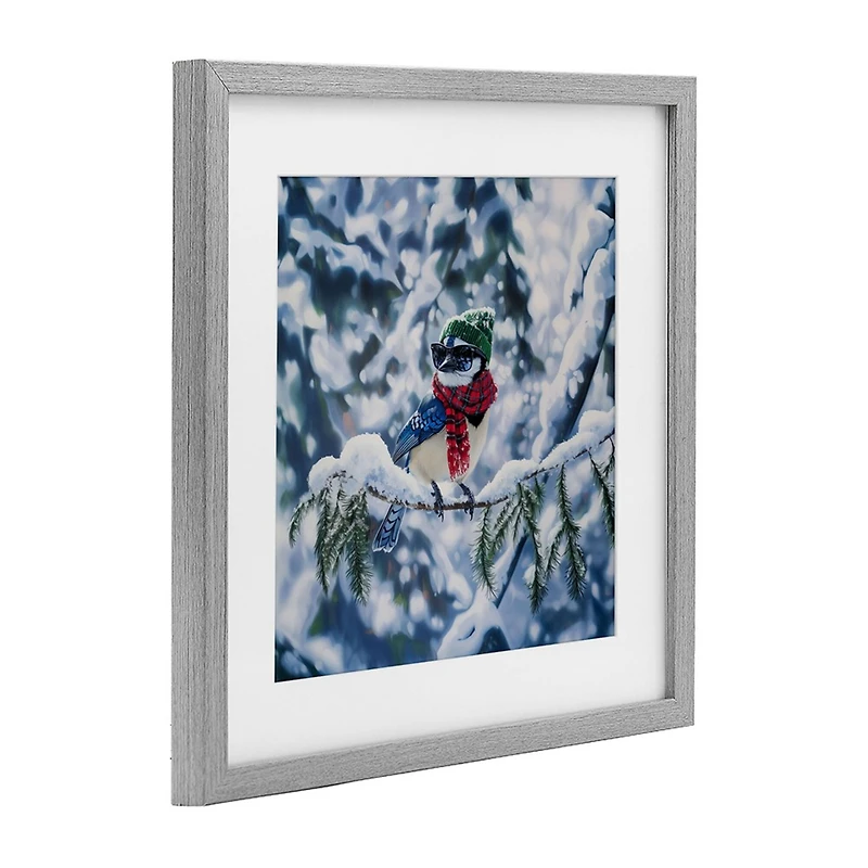 Stupell Industries Christmas Blue Jay Perched Framed Print Under Glass Wall Art