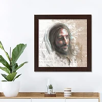 Portrat Of Jesus 16" x 16" Walnut Framed Print Under Plexiglass