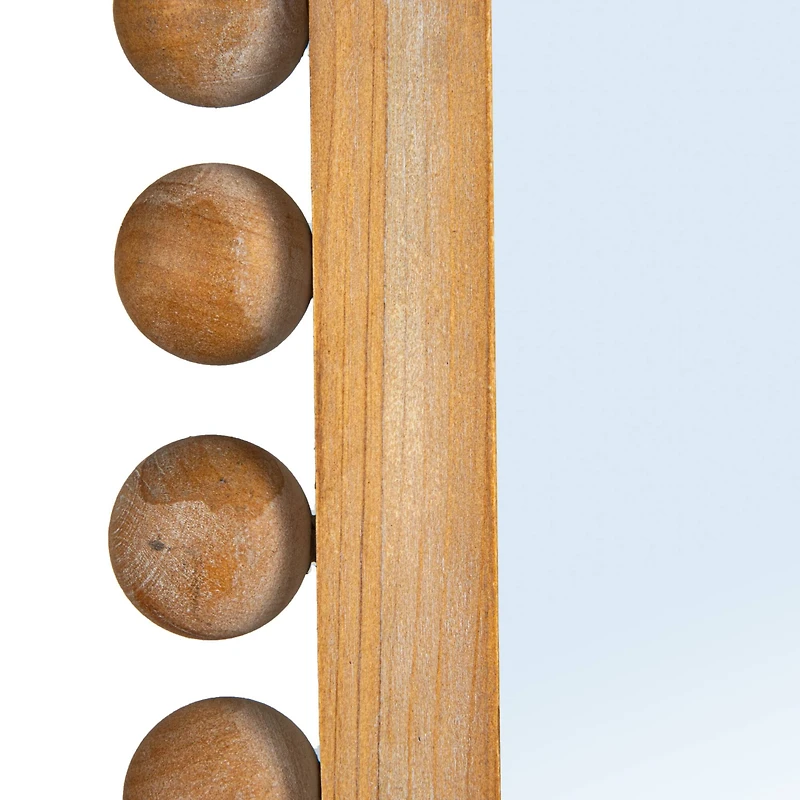 Hello Honey® 45" Natural Boho-Southwestern Beaded Rectangular Firwood Wall Mirror