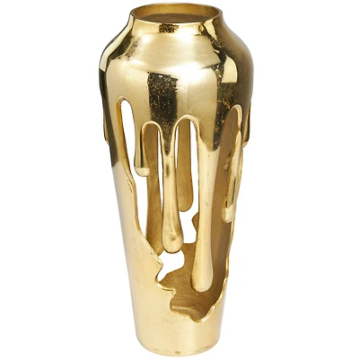 19" Gold Aluminum Drip Vase with Melting Designed Body