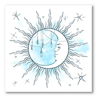 Designart - Blue Crescent Moon With Moonstone Pendants & Stars