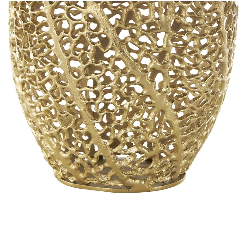 14.5" Gold Aluminum Abstract Metallic Coral Inspired Vase