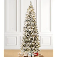 7.5ft Pre-Lit Flocked Pine Artificial Christmas Tree