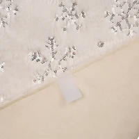 Glitzhome® White Plush Snowflake Stockings & Tree Skirt Set