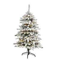 4ft. Pre-Lit Flocked Livingston Fir Pinecones Artificial Christmas Tree with Clear Warm LED Lights