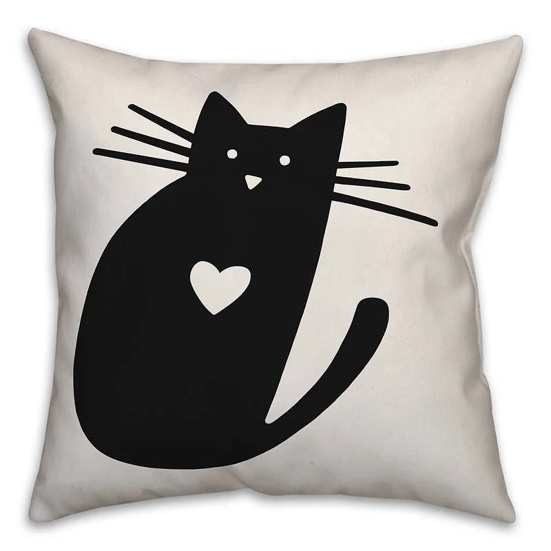 Cat Heart Silhouette Throw Pillow
