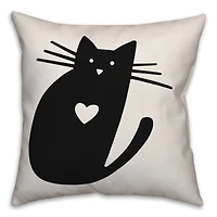 Cat Heart Silhouette Throw Pillow