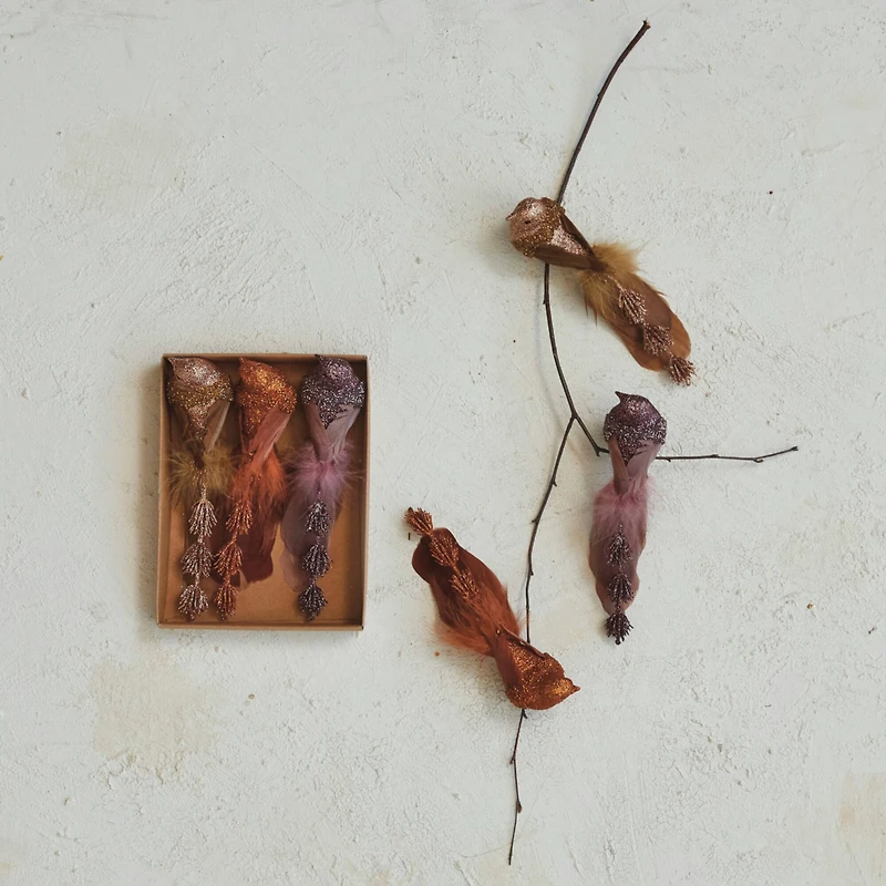 Hello Honey® 7.25" Multicolor Foam Feather Bird Clip-On Ornament Set