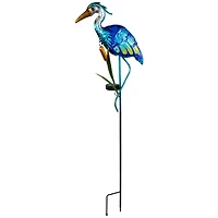 3ft. Solar Lighted Blue Heron Outdoor Garden Stake