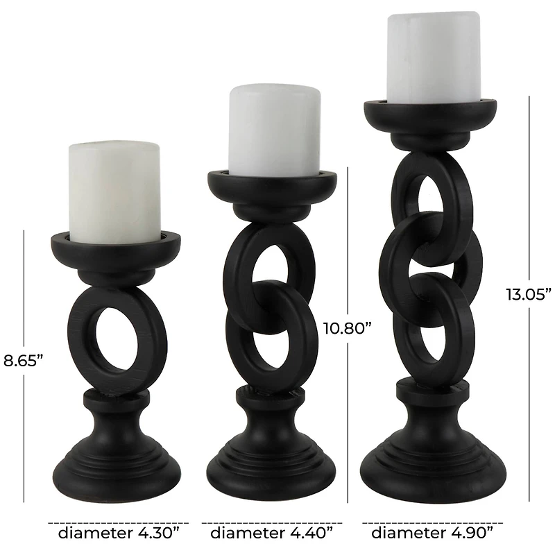 Black Chain Link Candle Holder Set