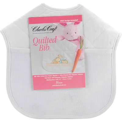 Charles Craft Solid White Quilted Baby Bib