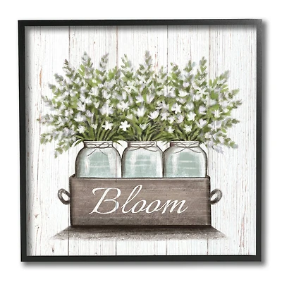 Stupell Industries White Wildflowers in Jars Bloom Sentiments,12" x 12"