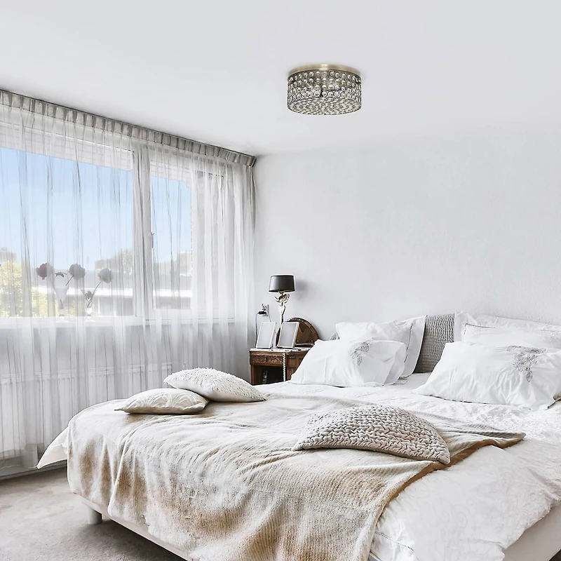 Lalia Home 12" Antique Brass Glam 2-Light Round Flush Mount