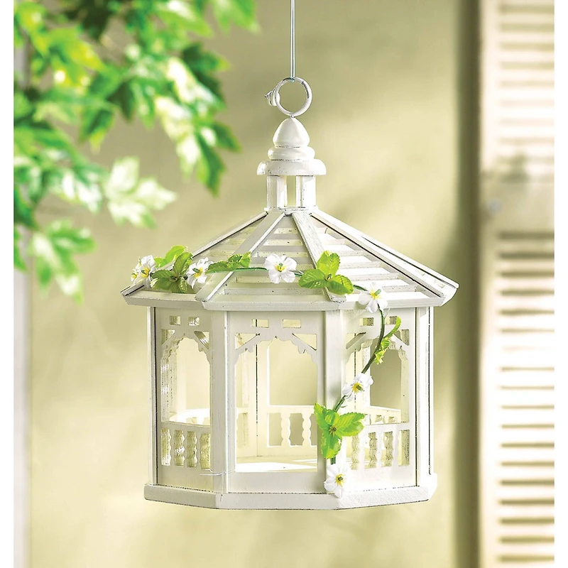 10.5" White Gazebo Bird Feeder