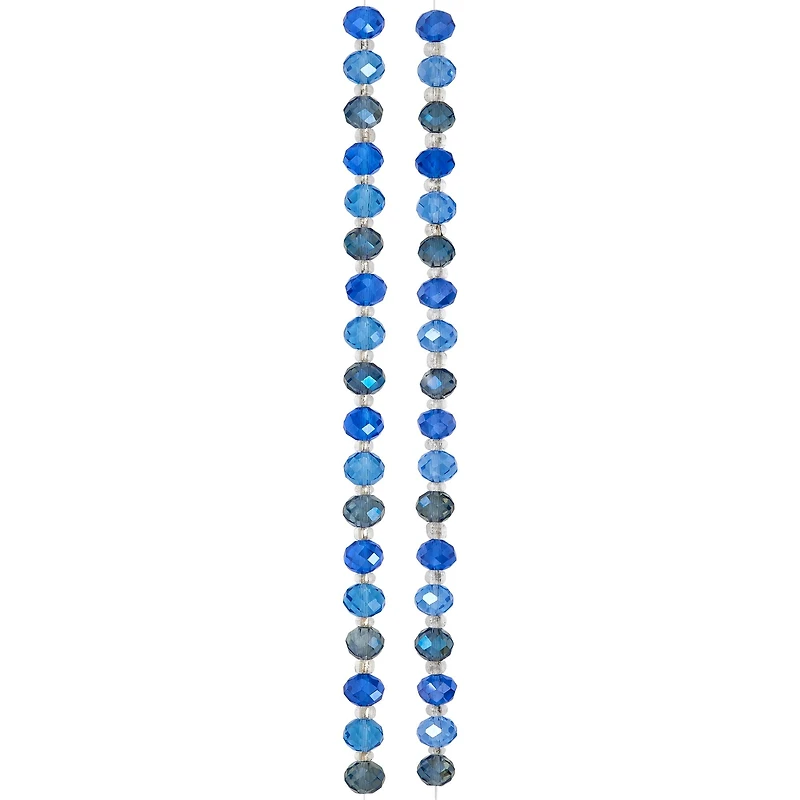 Blue Mix Faceted Glass Rondelle Beads, 8mm by Bead Landing™