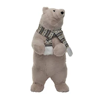 Hello Honey® 22.75" Cream Faux Fur Standing Upright Polar Bear with Scarf