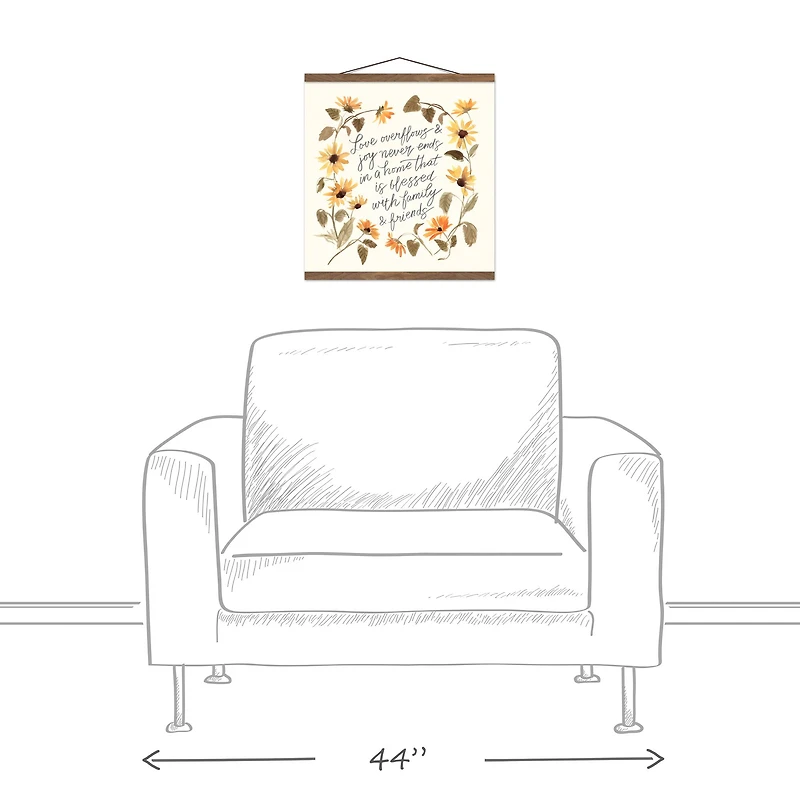 Love Overflows and Joy Never Ends Teak Hanging Canvas