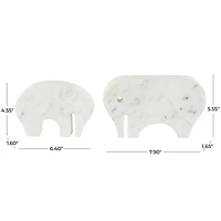 White & Gray Abstract Marble Elephant Sculpture Set