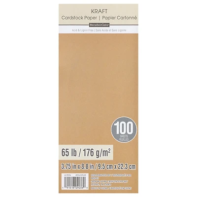 12 Packs: 100ct. (1,200 total) Kraft 3.75" x 8.8" Cardstock Paper by Recollections™