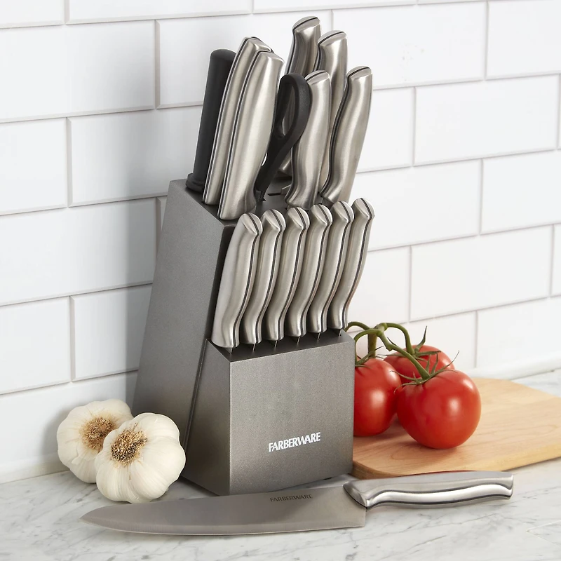 Farberware Stamped Stainless Steel & Graphite 15-Piece Cutlery Set