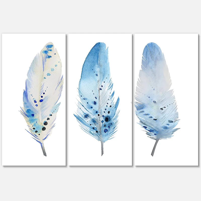 Designart - Blue Boho Feathers II