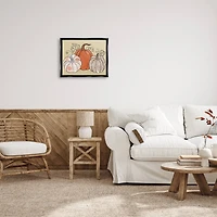 Stupell Industries Autumnal Pumpkins Sunflower Pattern Framed Floater Canvas Wall Art