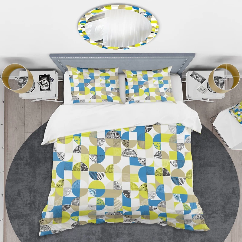 Designart 'Circular Retro Design I' Mid-Century Duvet Cover Set