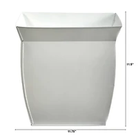 11.5" White Fluted Metal Square Planter