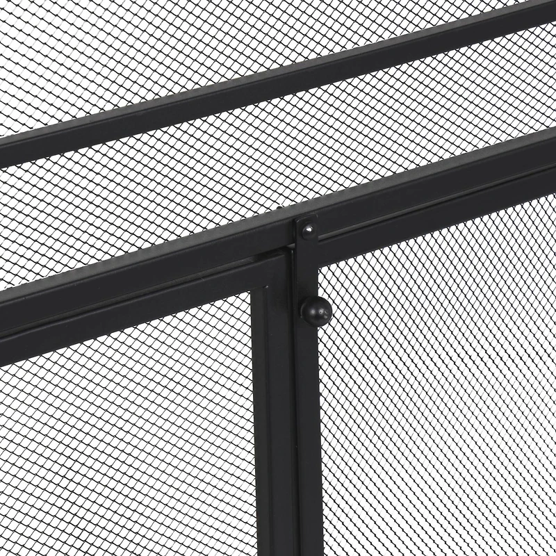 29" Tall Black Metal 3 Panel 2 Door Fireplace Screen with Mesh Backing